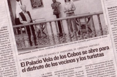 Noticia Palacio Vela de los Cobos en Diario Jaén