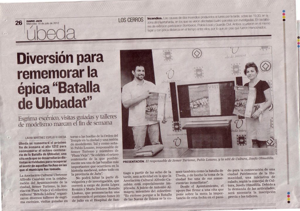 Noticia Diario Jaén y el Ideal sobre la celebración del VIII Centenario de la Batalla de Ubbadat Al-Arab
