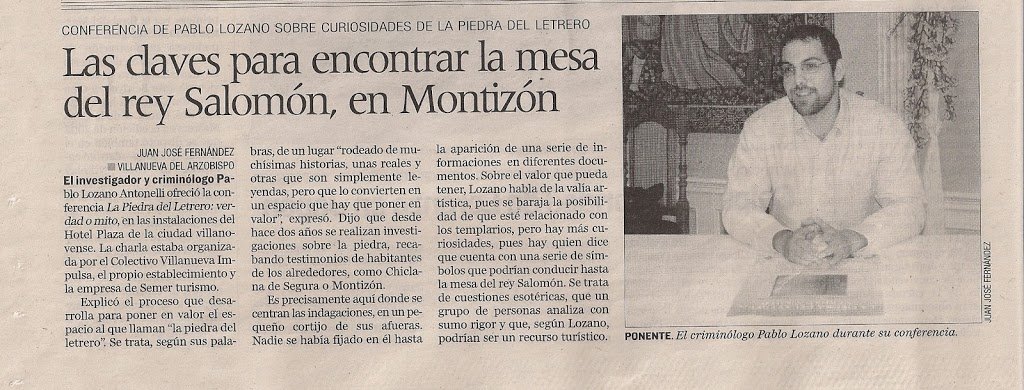 Noticia Diario Jaén:La Piedra del Letrero:Verdad y Mito