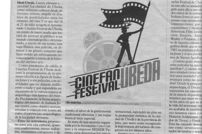 Noticia Periódico Ideal:Nace el Cinefan Festival de Úbeda, un nuevo evento bajo la sombra de Indiana Jones