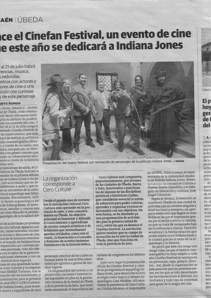 Noticia en prensa sobre el Cinefan Festival de Úbeda