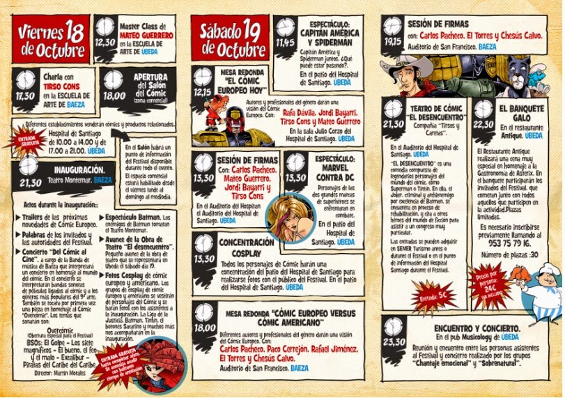 Programación del Festival de Cómic Europeo de Úbeda y Baeza