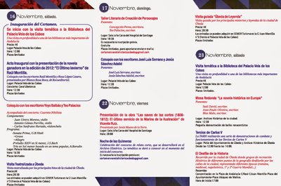 Programación del Certamen Internacional de Novela Histórica 