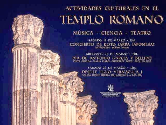 Actividades Culturales en el Templo Romano en las que participaremos mañana