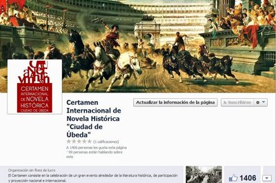 1400 seguidores en la Fanpage del Certamen de Novela Histórica 