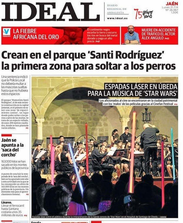 Cinefan Festival portada del periódico IDEAL