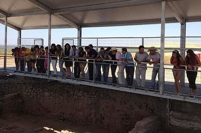 Noticia IDEAL:Una cubierta provisional protege el 'Mosaico de los Amores' de Cástulo