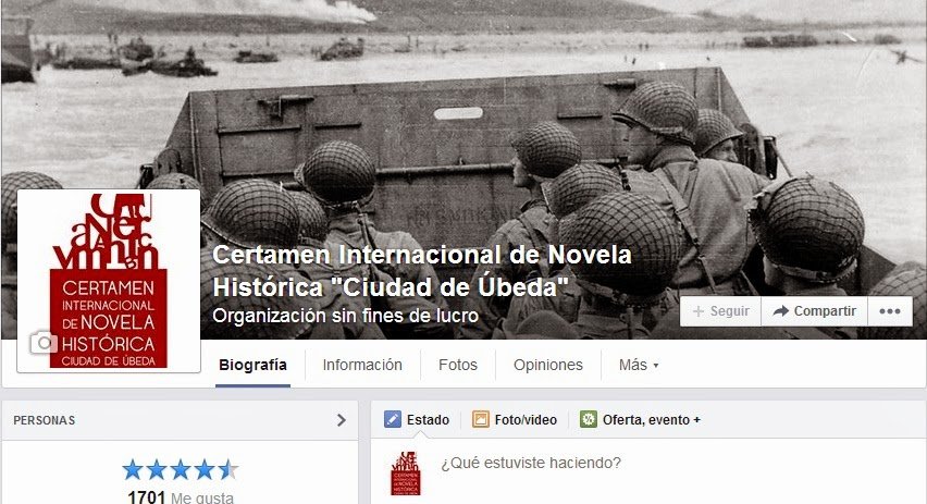 1700 seguidores en el Facebook del Certamen Internacional de Novela Histórica 