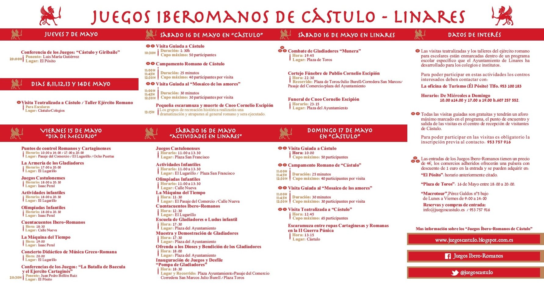 Programación de los Juegos Ibero-Romanos de Cástulo 2015
