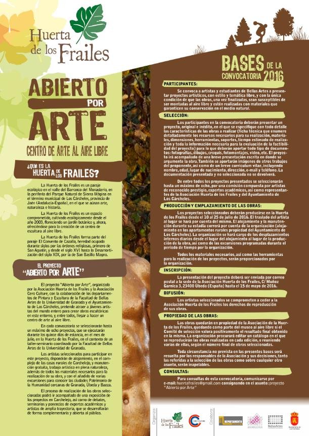 Publicadas las bases de 2016 para participar en el proyecto “Abierto por Arte” en la Huerta de los Frailes