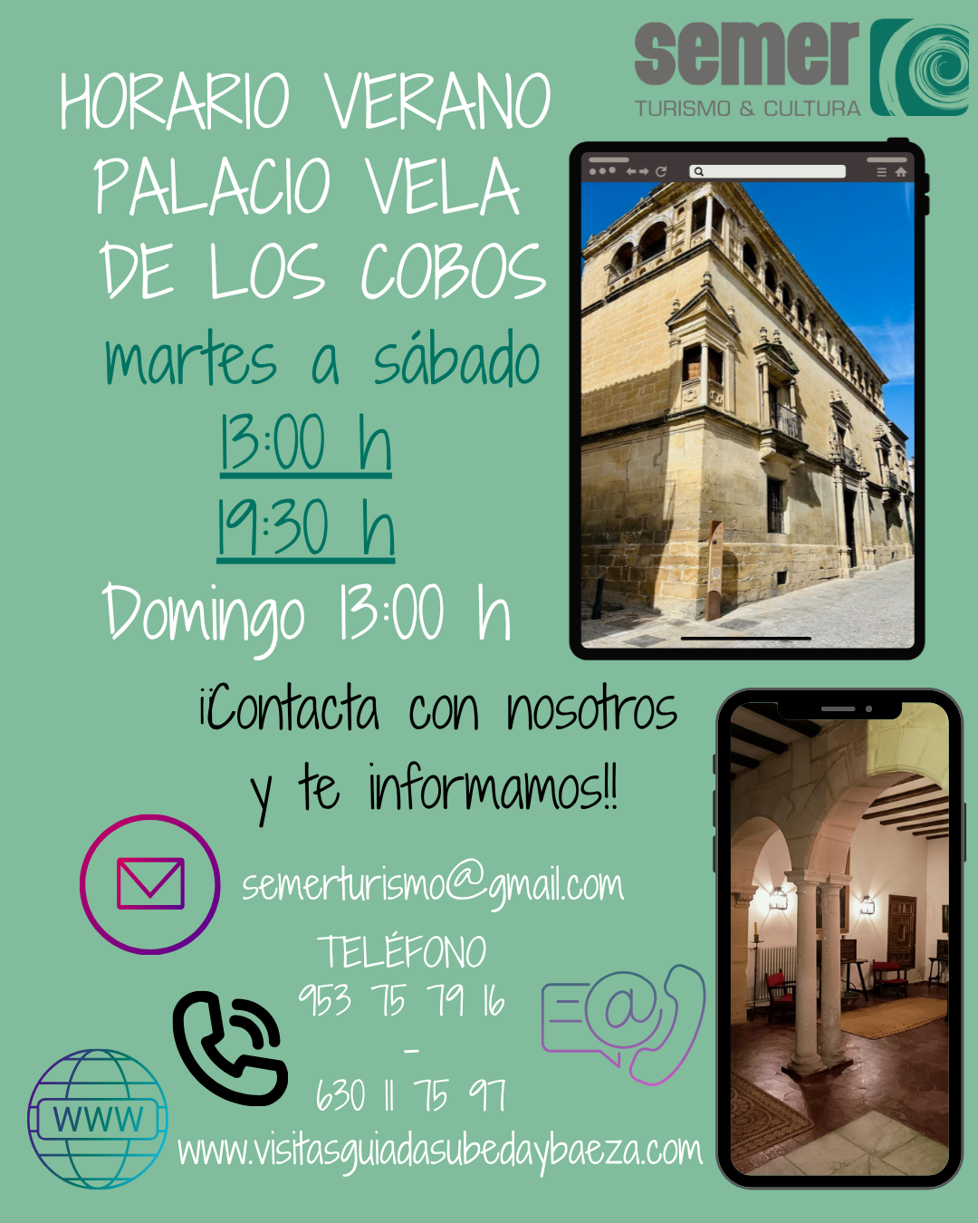 HORARIO VERANO PALACIO VELA DE LOS COBOS 